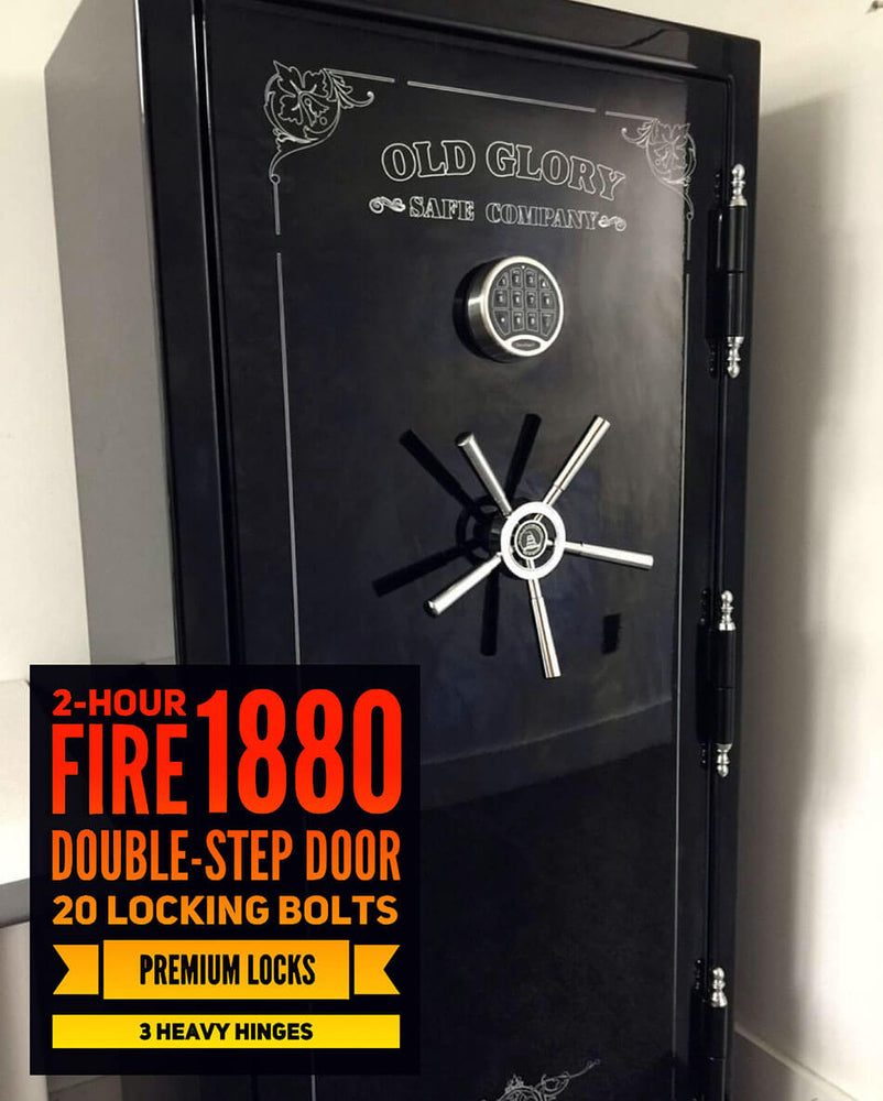 Old Glory 2 hour fire gun safe in high gloss black