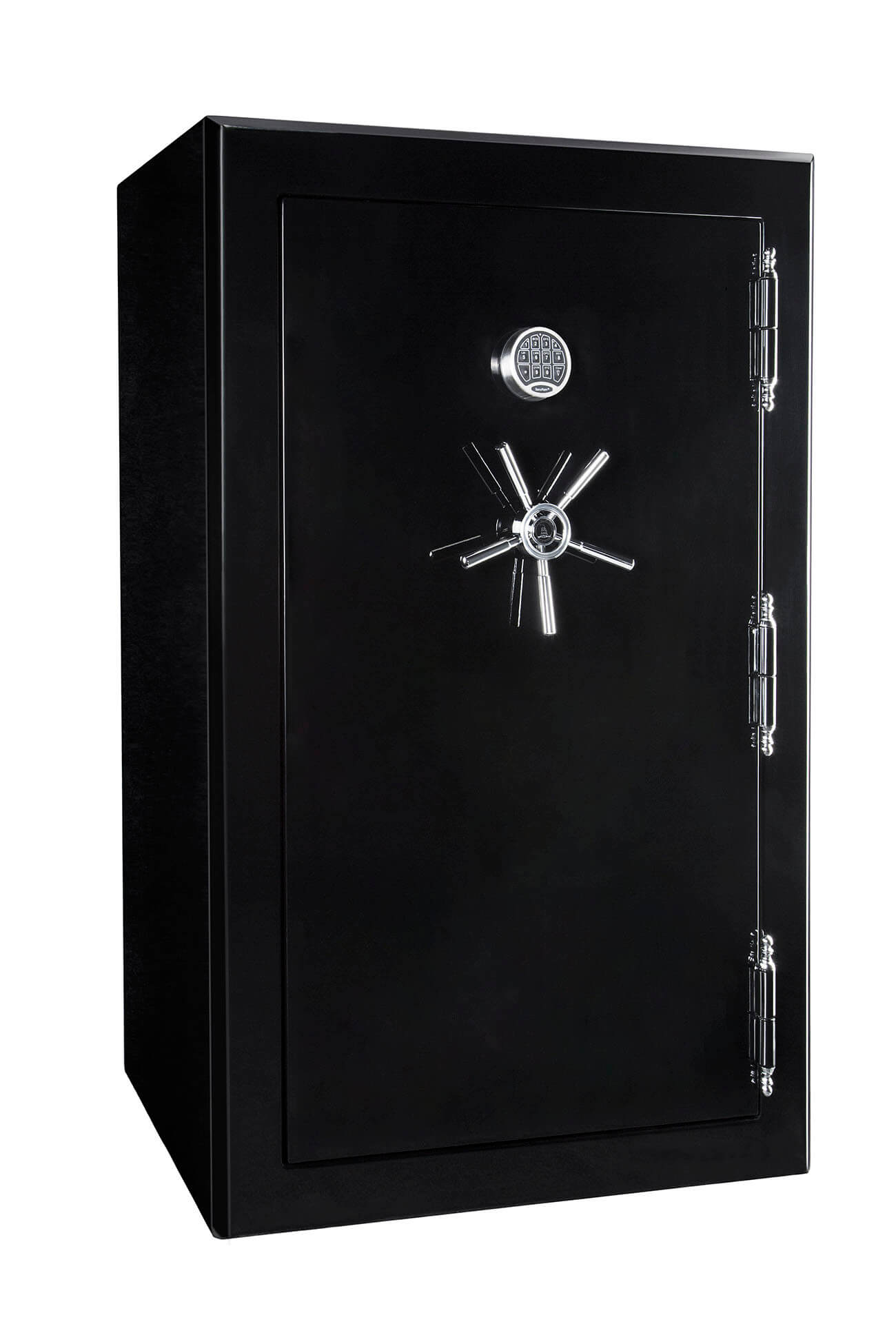 
                  
                    60 inch tall by 39 inch wide Old Glory GI gun safe locked in gloss black
                  
                