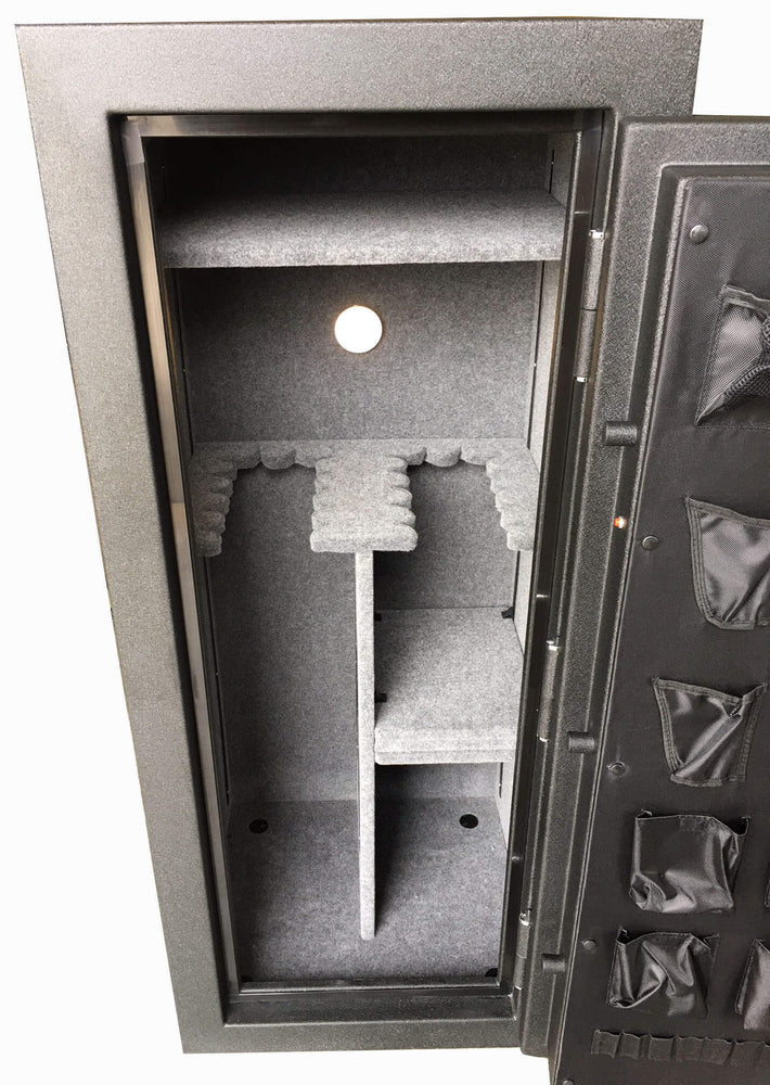 
                  
                    60 inch tall by 25 inch wide American Armory tactical gun safe unlocked with LED light in textured black
                  
                