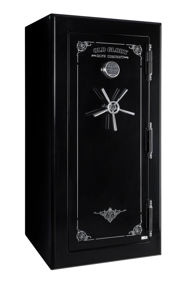 
                  
                    60 inch tall by 30 inch wide Old Glory LE Legend gun safe locked in gloss black
                  
                