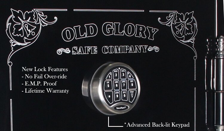 
                  
                    Old Glory gun safe advanced electronic keypad lock with mechanical override
                  
                